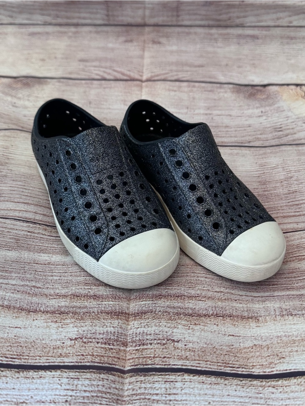 Native Jefferson Black Glitter Shoes